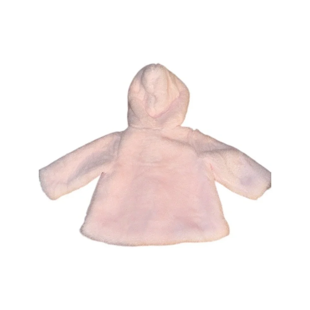 Little Me Baby Girls Hooded Coat Jacket Pink Snap Front‎ Bow Size 6M cozycore
